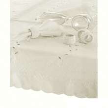 Elegant Oblong Embroidered Tablecloth - 170x360cm - Soft Marshmallow Color For Dining And Special Occasions