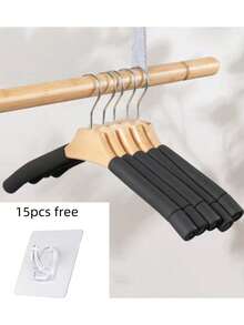 5pcs Sponge Rubber Padded Wooden Hangers, Slip Resistant & No Marks Clothes Hanger For Wardrobes Dress Pants Shoes Jeans Boots Skirt,Spring,Minimalist,Summer Tops - Multicolor - View 15