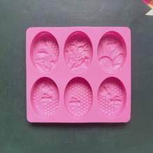 1 pieza / Molde de jabón de abeja ovalado de 6 enlaces personalizado, molde de silicona para pasteles, helados, flanes, postres, utensilios de repostería - Multicolor - Ver 11