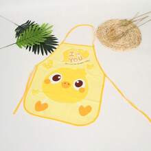 Cute Cartoon Kids Cooking Apron With Sleeves, Chef Hat And Pocket Apron Set, Children's Craft Art Kitchen Cooking Chef Set For Drinks, Food, Baking Toys, 3-8Y, Waterproof PVC Painting Smock, Toddler Preschool Art Smock