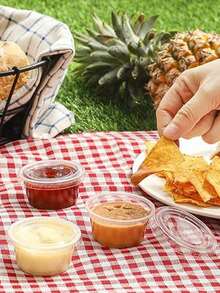 50pcs LIDS Plastic Cups, Suitable For Iced Coffee, Smoothies, Milkshakes And Any Cold Drinks. Dip Cups, Portion Control, Salad Dressings, 2-Ounce Jelly Injections And Medicine. Small Plastic Containers With LIDS. Sealed And Stackable Portion Cups, Salad Dressing/Dip Cups, Lunch Condiment Cups, Pie For Overseas Trips And Travels - Trong sáng - Xem 6