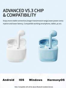 LY02 无线耳机 ENC 通话降噪和触摸控制，带 USB-C 充电端口，节日礼物耳机，游戏耳机和扬声器，麦克风情人节礼物