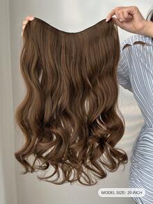 黑色长款波浪卷发接发，女士合成全头假发 - 巧克力棕 - 查看 6