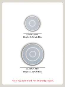 2 件套 - 大号镜面 + 小号圆形杯垫硅胶模具 DIY 简易圆形储物托盘石膏模具家居装饰摆件环氧树脂模具手工艺品制作铸造模具