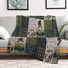 Deep Forest Theme, Bigfoot And Forest, Elk, Bear Patterns,Super Soft Flannel Printed  Blanket,As Birthday Gifts, Family, Wedding, Souvenir Blankets, Polyester Blankets Suitable For All Seasons, Washable, Machine Washable, Lightweight, Breathable, Comfortable, Warm, Unique, 280gsm For Him, Her Personalized Ideal Gifts For Her, Him, Family, Boyfriend, Girlfriend, Father, Family, Mother, Lover, Daughter, Son, Grandfather, Grandmother, Friend, Classmate, Pet.    Perfect Nap, Camping, Travel, Home, Daily Life, Office Decoration, Birthday, Anniversary, Valentine's Day, Thanksgiving, Christmas, Halloween, Mother's Day, Father's Day, Wedding, New Year Gifts ,Sofa,Bed,Car,Bedroom,Living Room,Office,  Outdoor Camping, Beach,Wall Decoration - 多色 - 查看 1