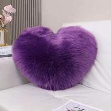 1PC迷你心形毛绒抱枕卧室装饰沙发汽车腰枕靠垫内填充物 - 紫色 - 查看 3
