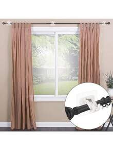 6 件套窗帘杆挂钩支架，多功能支架毛巾杆固定夹，无需钻孔粘合安装，适用于酒店和家庭使用，易于安装的窗帘挂钩夹