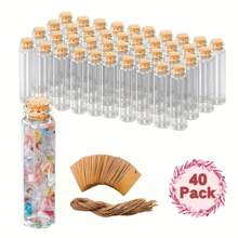 Mini Glass Bottles With Soft Cork Lids, Transparent Wishing Bottles, Glass Bottle Decor Containers For DIY, Wedding Bride Christening Home Decoration