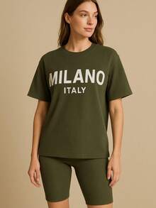 ✨ NUEVO LOOK ALERT ✨ Conjunto Biker + Playera Oversize que lo tiene TODO - Verde militar - Ver 2