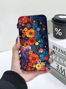 1pc Polka Dot Floral Pattern Flip Cover Mobile Phone Case, Book Style, Compatible With Apple 11/12/13/14/15/16 Pro Max / Galaxy A05/A15/25/35/55/S23/S24 Ultra