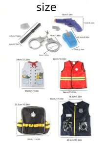 Set di costumi per bambini con molti pezzi, come gilet da polizia, gilet da pompiere, cappello, zaino, accessori, adatto per il gioco di ruolo, gioco in casa, sia interno che esterno, regali di Ognissanti e festività, abbigliamento per bambini dai 3 ai 6 anni, costumi da carnevale