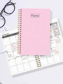 BUBU 1本2025-2027学年月度计划本，包含3张贴纸，A5极简主义两年制学校日历计划本，包含月度布局、笔记栏、美国节假日和迷你日历，适合学生、教师和办公室使用，2025年7月至2027年6月，返校用品