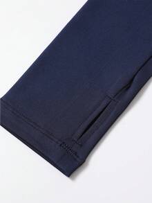 加大码拉链长袖运动夹克，女士紧身拇指孔袖口健身瑜伽跑步运动服外套春季款 - 寶藍色 - 查看 9