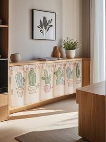 1 pieza Cortina divisoria de habitación con estampado de lino minimalista, diseño versátil y fresco - Lavanda - Ver 7