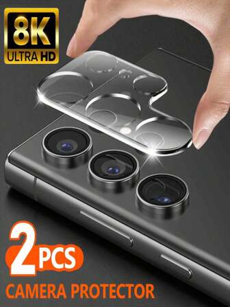 2 Packs Camera Lens Protector Compatible With For Galaxy S25 Ultra Edge S24 S23 FE S22 S21 S20 Ultra Plus FE Note 20 Ultra 10 Plus, Ultra-HD Tempered Glass & 9H Anti-Scratch Back Camera Screen Protective Film, Case-Friendly Applicable To Daily Shield, Office, Home Phone Camera Cover Waterproof Shockproof Anti-Fall Anti-Fall Anti-Fingerprint Full Cover