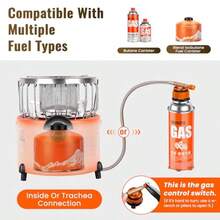 2 In 1 Portable Propane Camping Stove And Heater Mini Cooking Stove With Hose Connector Outdoor Propane Heater Gas Stove For Patio Tent Ice Fishing Emergency Use Burner SH PO - 如圖 - 查看 5
