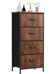 Fabric Storage Dresser With 9 Drawers, Steel Frame And Wooden Top For Bedroom, Closet And Entryway - 鏽棕色 - 查看 15