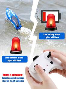 1 pieza Barco de control remoto, barco RC de acrobacias con luces 2.4GHz, puede realizar trucos como volteos, giros, movimiento hacia adelante en el agua, barco de acrobacias con volteo de 360° y luces LED, adecuado para piscinas y lagos, batería recargable modular, juguete regalo para niños y adultos, cumpleaños, vacaciones, regalo de Navidad para niños y niñas