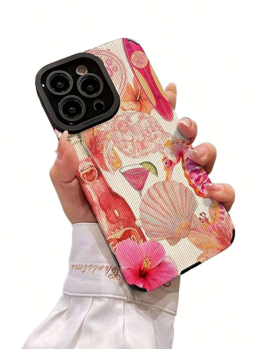 Teléfono anticaída suave con textura de vida marina rosa, X/XS XSMAX 11 12 13 14 15 16 12MINI 13MINI 16E SE4 S22 S23 S24 S25, 1 ud. - Multicolor 8 - Ver 1