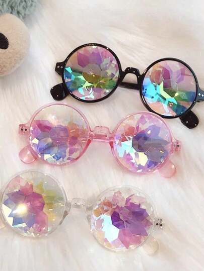 1/3pcs Kaleidoscope Music Festival Glasses, Glass Prism Mosaic Glasses, Nightclub Performance Costume, Cute Glasses, Beach Accessories, Essential For Parties And Gatherings, Christmas