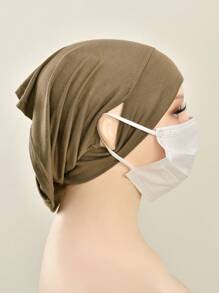 Damen Hijab Islamischer Unterschal Fertig in einfarbig mit Ohröffnung, Hijab Schaltuch Bandanas Kappe als Unterkappe für Hijabs