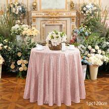 1pc Rose Gold Sequin Round Tablecloth 47-Inch, Party Table Cloth Suitable For Bridal Shower, Birthday, Wedding, Dessert, Banquet, Thanksgiving, Christmas - Multicolor - View 14