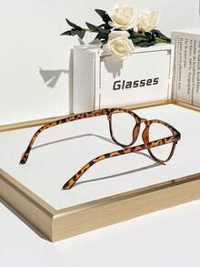 1 件女士简约塑料方形眼镜，甜美经典百搭学院风，适合日常佩戴