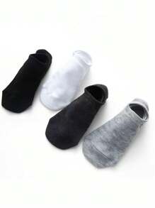 5 pares de calcetines sin marcas de color negro, blanco y gris sólidos, antideslizantes y antifricción, unisex