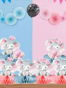 6 piezas Centros de mesa de panal con diseño de elefante rosa para baby shower, decoración de panal con patrón de flor y elefante rosa para fiesta de revelación de género, suministros para fiesta de cumpleaños, nacimiento de niño/niña, decoración para celebración, decoración para revelación de género, decoración para baby shower, centro de mesa, regalo para baby shower, base de panal, decoración de foto para fiesta - Elefante rosa - Ver 6