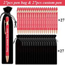 27pcs Customized Luxury Soft Touch Pens With 27 Black Pencil Cases, Rubber Round Ballpoint Pens, Personalized Writing Tools, Suitable For Engraving Names And Company Websites, Ideal For Men, Anniversary, Christmas, School Supplies, Birthday Gifts, Stationery, Back To School