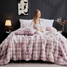 Comforter Set 3 Piece, Plush Fluffy Bedding, Geometric Pattern, Lightweight Bedspread Blanket All Season, Faux Comforter - Tie Dye-pink Purple - View 3