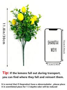 4pcs Artificial Eucalyptus Branches, Artificial Lemon Fruit Decor, Suitable For Home, Dining Table, Outdoor Farmhouse Garden, Room, Office Decor, Party, Wedding, Gift, Center Piece,Fake Plants