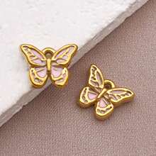2pcs Fashion Enamel Stainless Steel Butterfly Charm High Quality Gold-Plated Love Butterfly Spacer Beads Pendant For DIY Bracelet Necklace Jewelry Making Craft Accessories