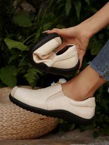 优雅的黑白女士平底鞋 - 白色 - 查看 4