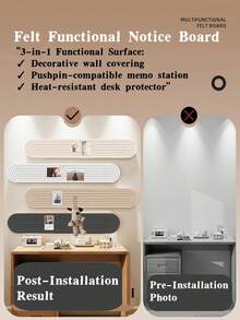 1pc No Drill Decorative Bulletin Board, Multi-Purpose Polyester Felt Noticeboard, Self-Adhesive Photo Wall DIY Display Board, Reusable Household/Office Wall Memo Board, Wall Mounted Pinboard. Suitable For Room Decoration, Office Memo, Poster Decor, Photo Sticking, Calendar Planning, Suitable For Bedroom, Study, Living Room, Sofa Wall, Office And School Home Decor Back To School School Supplies - Multicolor - View 8