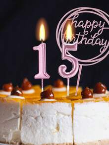 玫瑰金粉色可爱小数字0-9生日周年纪念周岁生日蛋糕装饰蜡烛 - 玫瑰金 - 查看 2