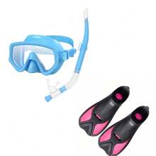 三件套浮潜面罩，防水潜水镜成人游泳镜水肺潜水，浮潜自由潜水高级蛙鞋可调节脚蹼成人长脚蹼游泳蛙鞋，潜水脚蹼，游泳自由泳蛙泳专项训练成人短鸭鞋硅胶潜水浮潜装备，为您带来愉悦的游泳体验，沙滩必需品，沙滩配件，泳池浮板