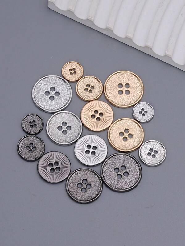 9 قطعة/عبوة أزرار معدنية كلاسيكية مدورة ذات 4 فتحات، مناسبة للكنزات والمعاطف والجاكيتات الكشمير والبدل والأساور، أزرار زخرفية متعددة الأغراض واكسسوارات الملابس