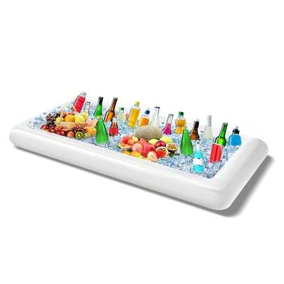 Inflatable Ice Serving Buffet Bar With Drain Plug - BBQ Picnic Pool Party Supplies Buffet Salad Food & Drinks Tray For Party Picnic & Camping (Pack Of 1, 53 X 25.6 Inches)