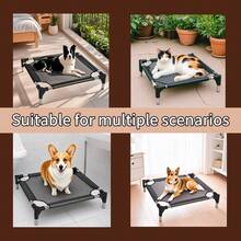 Giường thú cưng bền và thoải mái, thích hợp sử dụng trong nhà/ngoài trời, thiết kế võng làm mát phù hợp với mèo và chó - màu đen - Xem 4