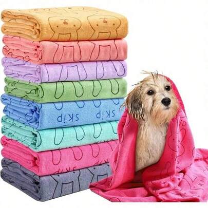 Quick Dry Ultra-Fine Fiber Towel, Suitable For Small Cats And Dogs - Absorbent Towel For Pet Bathing And Grooming, Fits Small To Medium Dogs And Cats, With Colorful Designs. Colorful Ultra-Fine Fiber Dog Towel - Quick Dry, Super Absorbent Pet Grooming Towel With Playful Bone Pattern - Perfect For Bathing And Drying Small Dogs And Cats, Great Christmas Gift For Cats And Dogs!