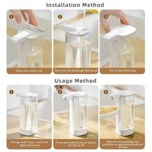 1pc 500ML Extra Large Capacity Touchless Smart Liquid Automatic Dispenser, Electric Smart Infrared Sensor Soap Dispenser, Hand Cleaner | Modern Kitchen Accessory | Bathroom Liquid Soap Dispenser, Tabletop Or Wall-Mounted, 4 Adjustable Flow Levels, IPX5 Waterproof, Transparent Tank, Quick Sensing Soap Nozzle, Suitable For Various Liquids, Ideal For Kitchen, Bathroom, Holidays, And Home Cleaning - White - View 8