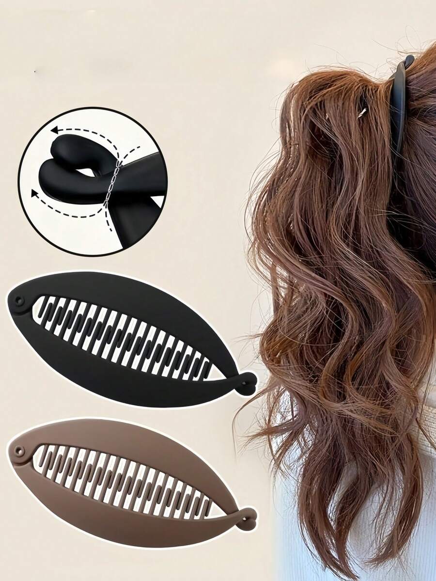 2 件/1 件简约美人鱼尾巴大号发爪夹，垂直高马尾扭香蕉发夹发夹波浪发髻发型配饰，优雅百搭，适合日常和休闲场合，爪夹，发夹，发夹，发夹 - 多色大號 - 查看 1