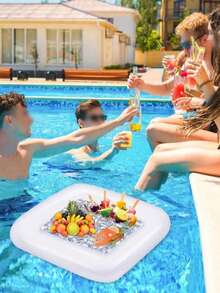 1 khay nổi bơm hơi dùng cho hồ bơi, đựng đồ uống, xô đá cho tiệc ngoài trời, giá đỡ cốc bia bơm hơi. - Nhiều màu - Xem 8