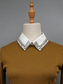 1 件复古水钻可拆卸衣领，奢华手工装饰珍珠闪亮衣领，适合季节性穿着 - 多色 - 查看 4