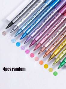12pcs Metallic Pens - Gold, Silver And Copper, Suitable For Crafts, Signatures And Art Projects, Markers, Signature Pens, Paintbrushes, School Supplies, Back To School Stationery