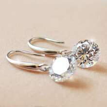 1 对 925 银 10 毫米珍珠吊坠耳环，粗钩女士耳环珠宝 - 耳環 - 查看 4