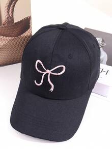 1Pc Y2K Style Bow Embroidery Baseball Cap, Adjustable Dad Hat, Cute Sweet Style Multipurpose Sun Hat Wear Cowboy Sport Baseball Cap, Vintage Embroidery Sun Block Outdoor Fashion Dad Hat Trucker Hat Women Girls - Pink - View 17