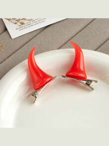 2pcs Black Horn Hair Clips, Halloween Decor Horns Mini Hair Clips, Cosplay Headpiece ,Hair Accessory, Claw Clips, Clips For Hair, Hair Slide, Hair Claws