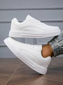 New Summer Campus Men White Sneakers, Students Flat Lace-Up Versatile Fashionable Breathable Casual Sports Shoes